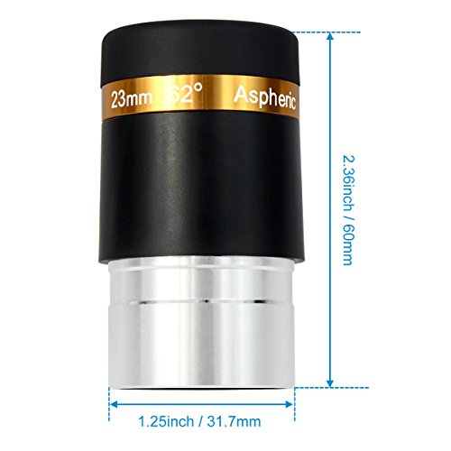 SVBONY Telescope Lens 23mm Telescopes Eyepieces Wide Angle 62 Degree Aspheric Eyepiece Fully Coated lens for 1.25" 31.7mm Astronomic Telescopes - size: 23mm