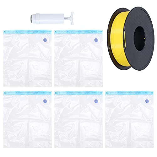 Shanrya Filament Storage Bag, 5pcs Vacuum Dryer for 3D Printer Filament, Plastic, Approx. 33 x 30cm / 13 x 11.8in, Includes Air Pump Extractor