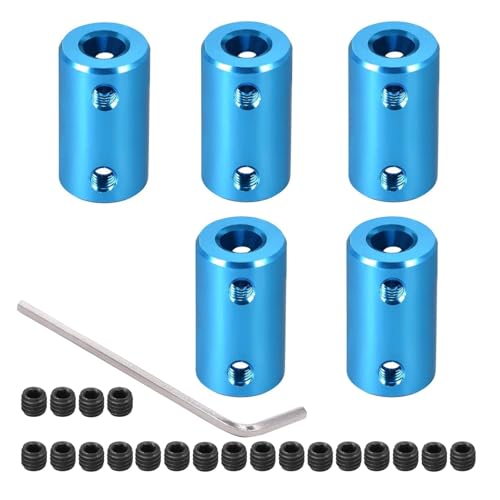 5PCS Rigid Coupling Set Screws, Shaft Coupler Connector Aluminum Alloy Shaft Joint with Screw & Wrench for for 3D Printer,DIY Robots, CNC Machine,Motor Accessories (4mm to 4mm) - size: 4mm to 4mm