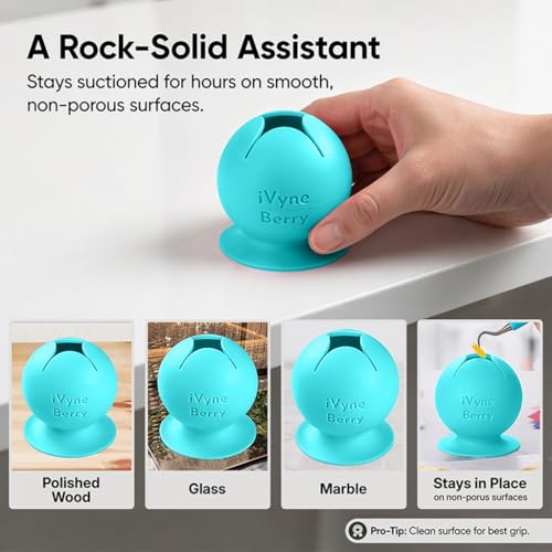iVyne Berry Suctioned Vinyl Weeding Scrap Collector | Versatile Multi-Surface Suction & Anti-Spill Vinyl Scrap Collector w/Soft and Flexible Silicone to Protect your Weeding Tools | Blue, 1 Pack - color: Blue