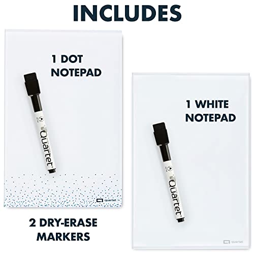 Quartet Glass Desktop Notepad, 9" x 6", Whiteboard, Dry Erase Surface, Dot/White, 2 Pack (GDP96D) - color: Dot, style: Desktop Notepad (2pk)