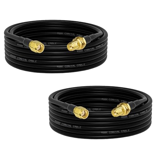 Superbat WiFi Antenna Extension Cable (2-Pack) RP-SMA Male to RP-SMA Female Bulkhead Mount RG8X Cable 10ft for WiFi Router Security Camera Wireless Network Card Adapter (Not for TV) - color: 10ft rpsma cable