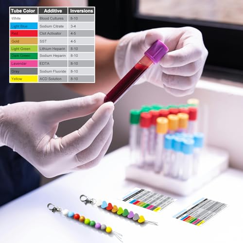 Order of Blood Draw Beads with Reference Card, Phlebotomist Badge Reel Visual Aid Tool Accessories, RN Badge Buddy, Phlebotomy Essentials, Nurse Supplies - color: Heart and Round Blood Draw Beads With White Card