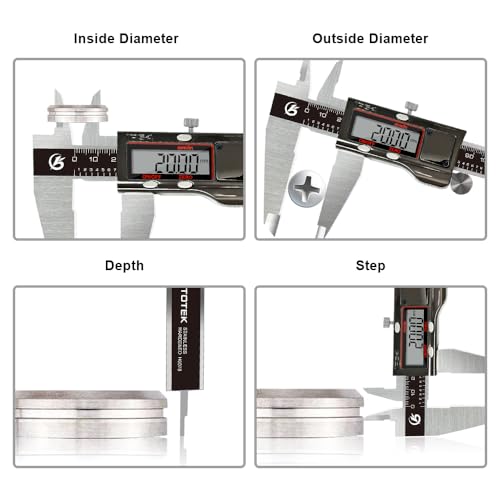 KETOTEK 8 Inch Digital Caliper Measuring Tool, Stainless Steel Micrometer - color: Black, size: 8 Inch