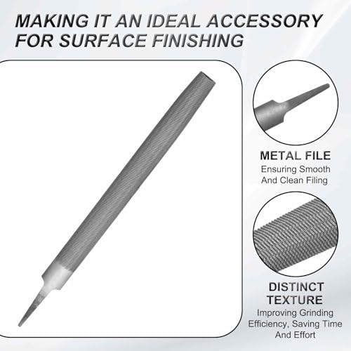 HARFINGTON 2pcs 14" Half Round Medium Cut File Double Cut Teeth Bastard Metal File High Carbon Steel T12 without Handle for Metal Wood Tool Sharpener, Gray - size: 14"