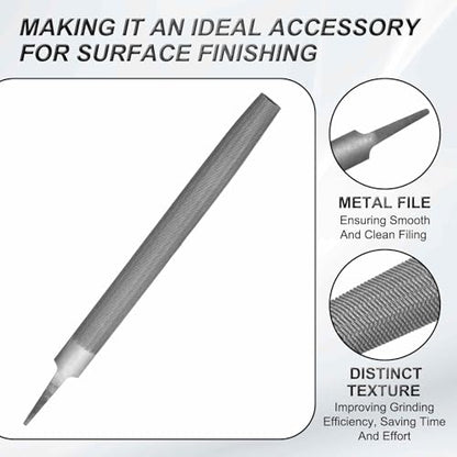 HARFINGTON 2pcs 14" Half Round Medium Cut File Double Cut Teeth Bastard Metal File High Carbon Steel T12 without Handle for Metal Wood Tool Sharpener, Gray - size: 14"