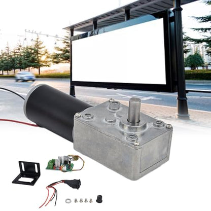 DC 12V Gear Motor with PWM Speed Controller Kit High Torque Geared Motor 20-400 RPM Adjustable 8mm D Shaft Low Noise Reduction Electric Motor for DIY Robot Car Automation (200RPM)
