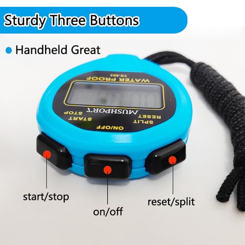 Waterproof Stopwatch Timer, Digital Stop-Watch for Sports, Blue - style: waterproof-blue