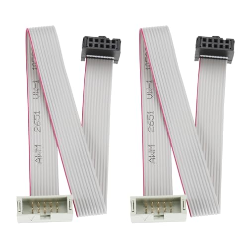 2Pcs 10 Pins IDC Extension Cable IDC Extension Jumper Connector Male to Female IDC Extension Cable 2.54mm Pitch Double Row Flat Ribbon Cable - size: 10 Pins