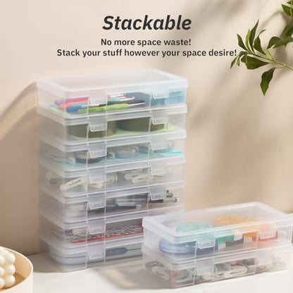 novelinks Small Plastic Storage Containers with Lids and Clear Pencil Box - color: 9 Pack Medium -Clear