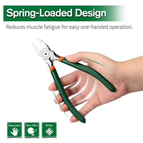 SPEEDWOX Wire Flush Cutters 6 Inch Precision Side Cutter Wire Cutter Pliers with Spring Functional Precision Tools for Cutting Electronics Wires Handmade and Any Clean Cut Needs - size: 6"
