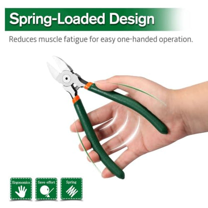 SPEEDWOX Wire Flush Cutters 6 Inch Precision Side Cutter Wire Cutter Pliers with Spring Functional Precision Tools for Cutting Electronics Wires Handmade and Any Clean Cut Needs - size: 6"