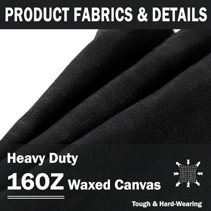 Tool Organizer Bag | 1 Large Pocket Storage Pouch & 2 Side Pockets & Canvas Handle, Heavy Duty 16oz Waxed Canvas Tote Bag, Reusable Tool Carrier for Hand Tools - 11.5"L x 6"W x 7.5"H - Black - color: Black