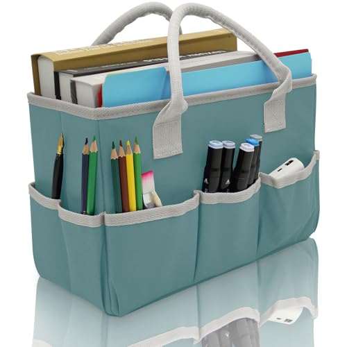Cupohus Art Organizer Craft Storage Tote Bag with Multiple Pockets (Green) - color: Light Grey