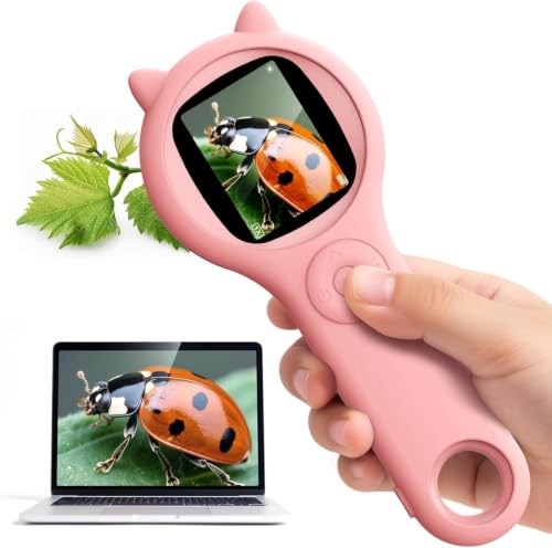 Kids Microscope, 500X Digital Magnifying Glass, Explore STEM Toy, Pink - color: Pink, size: 1 Pcs