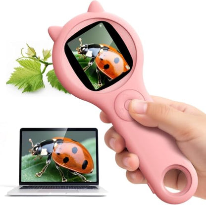 Kids Microscope, 500X Digital Magnifying Glass, Explore STEM Toy, Pink - color: Pink, size: 1 Pcs