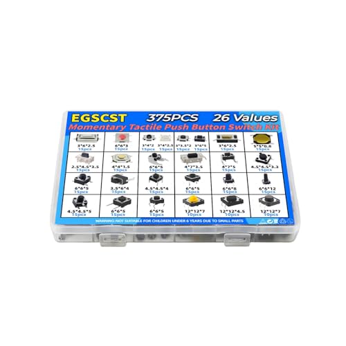 375PCS 26Values Micro Momentary Tactile Push Button Switch Assortment Kit 2 Pins/3 Pins/4 Pins Tact Pushbutton Switches Set - style: 375 PCS 26 Values
