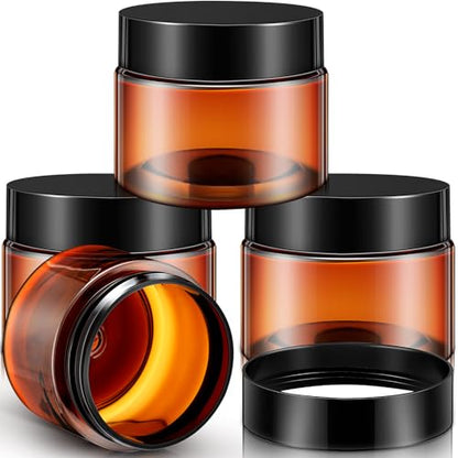 Patelai 4 Pcs Plastic Jars with Lids, Amber, 4 oz, Wide Mouth - color: Amber, size: 4 oz