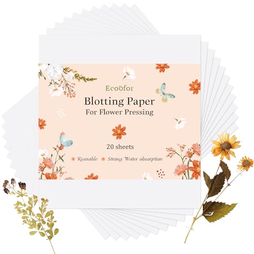 Blotting Paper for Flower Press, 20 Sheets Highly Absorbent and Reusable Blotter Paper for Flower Press Paper Craft 9 x 9 inch