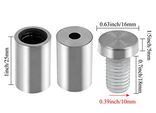 Luomorgo Stainless Steel Standoff Screws, 5/8" x 1.18", Silver, 12 Pcs - color: Silver, 12 Pcs, size: 5/8" x 1.18" / 16mm x 30mm