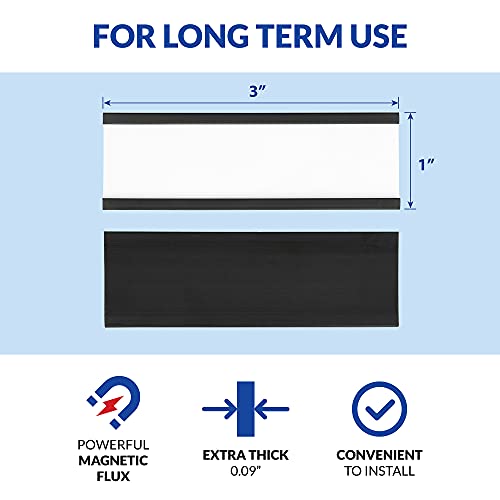 50 Pack "C" Channel Magnetic Label Holders 1x3 with 100 White Card Inserts, 50 Clear Plastic Protectors and Bonus 20 Colorful Cardstock Inserts in Blue, Green, Yellow and Red - Double-Sided Cards