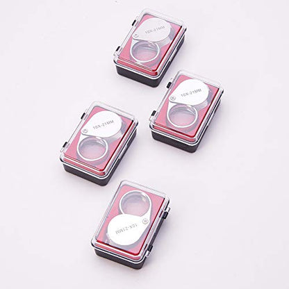 Othmro 4Pcs 10X Magnifying Glass, Diameter 0.83inch Metal Illuminated Jewelry Magnifier, Pocket Folding Magnifying Glass, Mini Microscope Jewelers Eye Loupe, Round Body Jewelry Loupe for Stamps Silver - color: A 10x/ 21 Mm