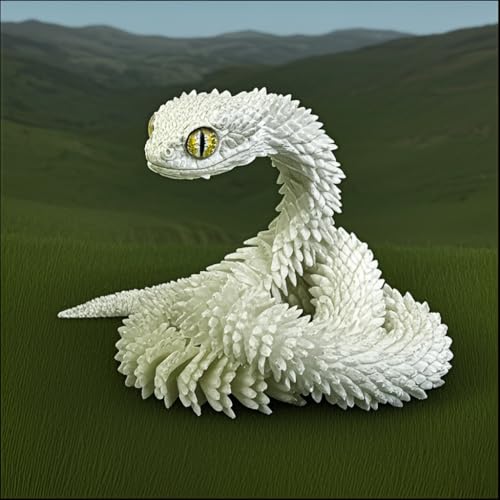 3D Printed Animals Set 3D Printed Snake Toys 3D Printed Articulated Flexible Fidget Toy 3D Printed Animals Exquisite Cute Pet Toy Children/Adults Fidget Toys (White, 17.7) - color: White, size: 17.7