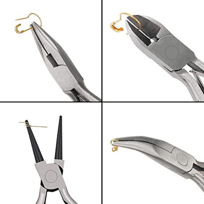 URSKYTOUS 4Pcs Jewelry Pliers Set Jewelry Making Pliers Tools Kit Include Jewelry Making Needle Nose Chain Nose Round Bent Pliers Wire Cutter for Bracelet Beading Craft Jewelry Making Supplies (Black) - color: 4pcs Black