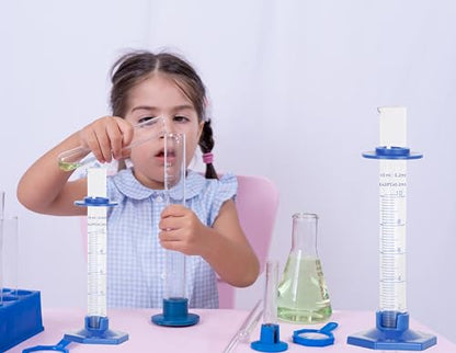2Pcs 10ml Graduated Cylinder, Thick Glass Measuring Cylinder, with Anti-Falling Plastic Base and Bumper Guards, for Science Laboratory Measuring Liquid, Bring 2 Brushes and droppers - size: 10ml