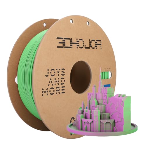 3DHoJor Dual Color Matte PLA 3D Printer Filament 1.75mm 2 in 1 Coextrusion 1KG Spool (2.2lbs) Multicolor PLA with Smooth Matte Finish for FDM 3D Printers-Green Pink - color: Dual-color: Green Pink