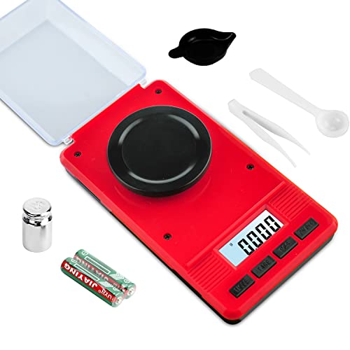 Milligram Scale 50g/0.001g, Digital Mg Scale, 50g Calibration Weight - color: Red