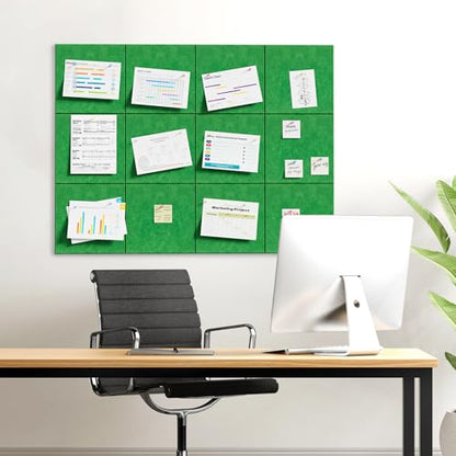 MaxGear Felt Bulletin Board 36" x 24", 6 Pack Emerald Green Felt Wall Tiles - color: Emerald Green, size: 36" x 24"