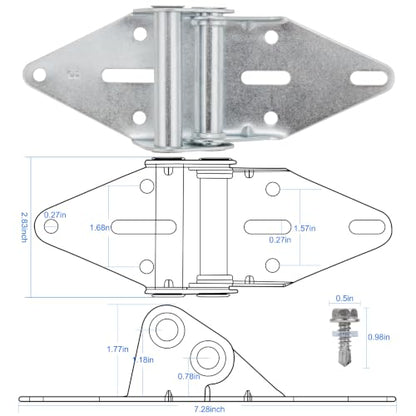 2-Pack #3 Garage Door Hinges, Heavy Duty 14 Gauge Galvanized Steel - size: #3