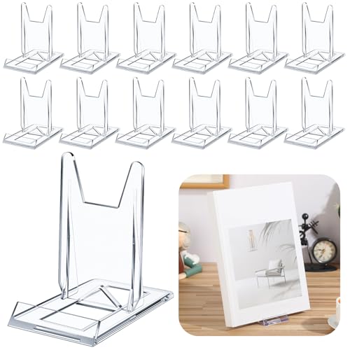 12 Pack Acrylic Book Stand for Display Adjustable, 4.2in H - size: 4.2 x 4.3 x 2.35 Inch