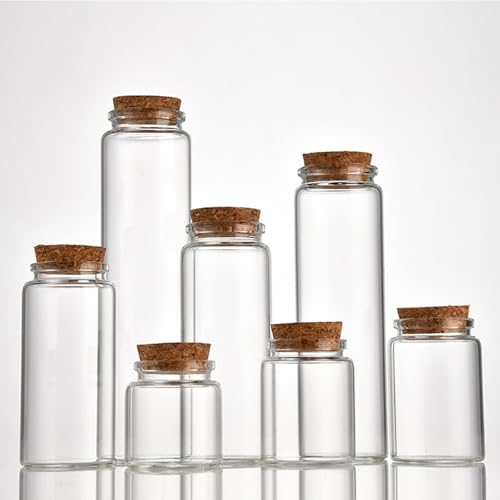 4 pcs 60ml Small Glass Bottles with Cork Stopper,Spell Jars,Decorative Bottle,Vials Jars,Cute Storage Jar,Wishing Bottle 47x50mm(1.85x1.97inch) - size: 47x50mm(1.85x1.97inch)