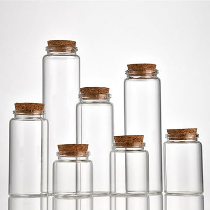 4 pcs 60ml Small Glass Bottles with Cork Stopper,Spell Jars,Decorative Bottle,Vials Jars,Cute Storage Jar,Wishing Bottle 47x50mm(1.85x1.97inch) - size: 47x50mm(1.85x1.97inch)