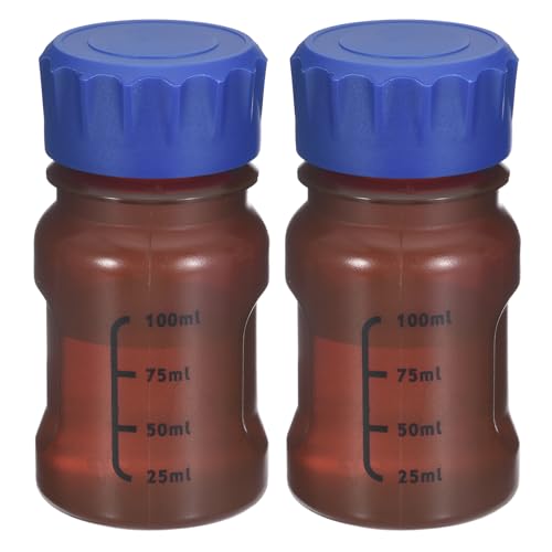 PATIKIL 100ml Reagent Bottle 2Pcs Graduated Storage Bottles PP Blue Brown - color: Brown, size: 100ml