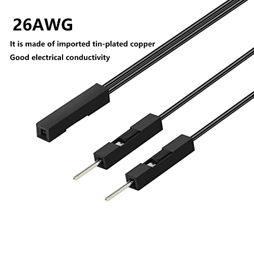 GELRHONR 10Pcs Wire 2 Pins Single Female to Dual Male Jumper for PC Motherboard Power Light-Emitting Diode Computer Case Switch Power Reset Buttons(Female to Dual Male Black) - color: Female to Dual Male Black