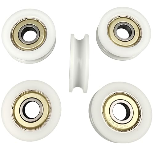 5PCS U-Groove Pulley Roller Wheels with Deep Groove Ball Bearings, 8x30x10mm Silent Nylon Guide Track Rollers for Sliding Doors, Windows, and Gym Cable Systems, Heavy Duty & Smooth Motion