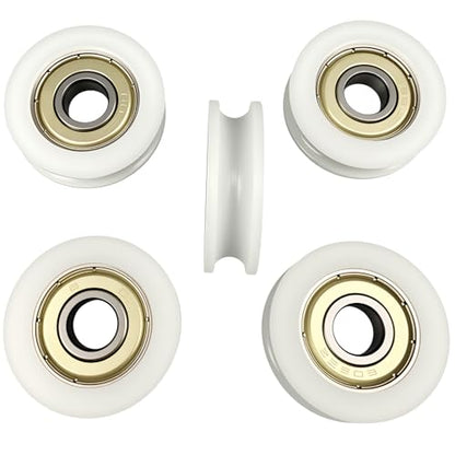 5PCS U-Groove Pulley Roller Wheels with Deep Groove Ball Bearings, 8x30x10mm Silent Nylon Guide Track Rollers for Sliding Doors, Windows, and Gym Cable Systems, Heavy Duty & Smooth Motion