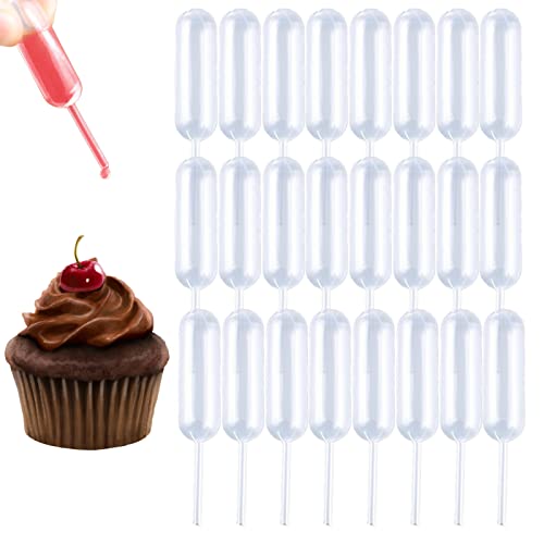 moveland 50PCS 4ml Plastic Cupcake Pipettes Squeeze Syringes for Cupcakes