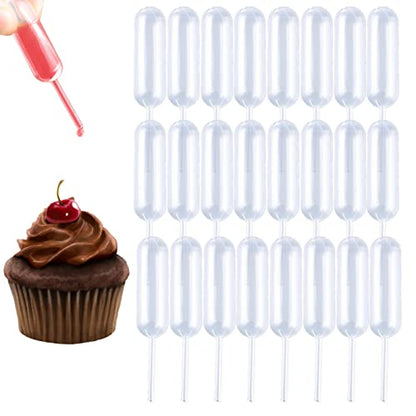 moveland 50PCS 4ml Plastic Cupcake Pipettes Squeeze Syringes for Cupcakes