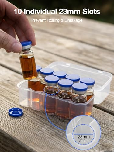 SUNMON 10 Slot Peptide Case for Fridge, 10ml Vial Storage Case for Refrigerator, 10ml Insulin Vial Holder for Diabetic Care (1 Pcs) - size: 10ml-10 Slot