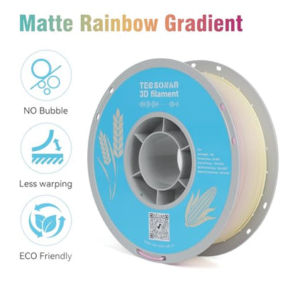 Matte Rainbow PLA 3D Printer Filament, 16 Rolls,1KG Spool(2.2lbs) 1.75mm, Multicolor Gradient Filament Bulk for Most FDM 3D Printers,16 Different Matte Rainbow Colors - color: 16*1kg Different Matte Rainbow