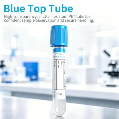 100 Pcs 5ml Plastic Tubes with Blue Caps for Laboratory Use - color: Blue-5ml-100