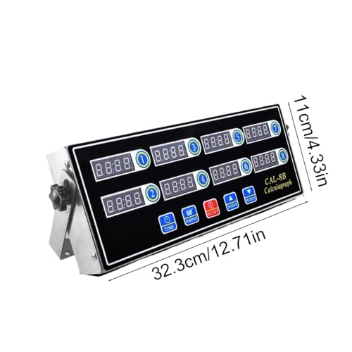 Multi-Channel Kitchen Timer Professional Digital Display Clock Stainless Steel Housing LED Interface Eight Segmented Intervals 12.72 Inch Bracket Industrial Commercial Use Black