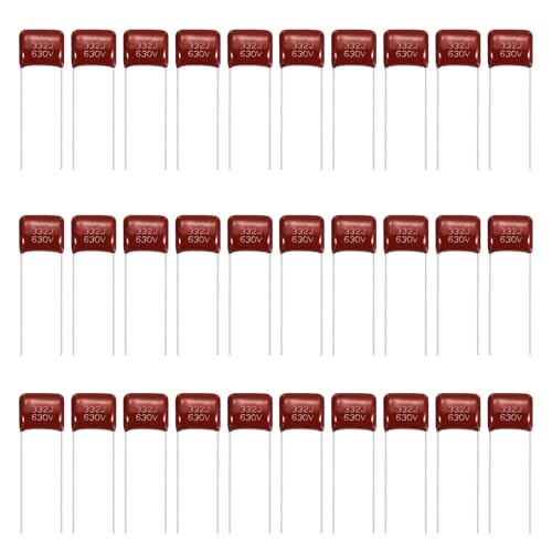 MECCANIXITY 30 Pcs Metallized Polypropylene Film Capacitors 332J 0.0033UF - size: 332J 0.0033UF