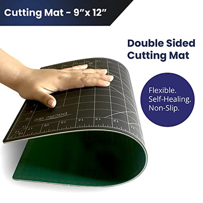 Pacific Arc Double Sided Self Healing Cutting Mat - Thick and Durable Vinyl Rotary Cutting Mat for Sewing & Scrapbook Paper Cutting Mat (09"x 12") - size: 12"L x 0.2"W