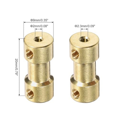 MECCANIXITY 6pcs 2mm to 2.3mm Brass Shaft Coupling Joint Connector with Screws and Hex Wrench Flexible Motor Shaft Coupler for Car Wheels Tires Shaft Motor - size: 2mm to 2.3mm