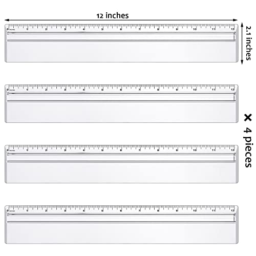Chinco 4 Pieces 12" Data Processing Magnifying Ruler for Reading Drawing